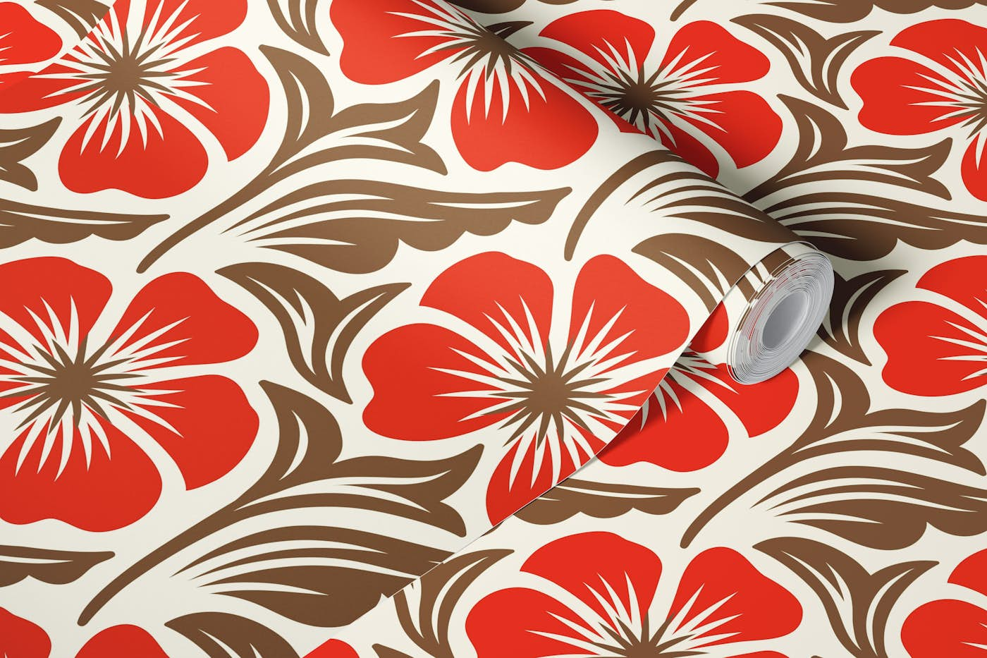 Red flowers pattern / 3068 A wallpaper roll