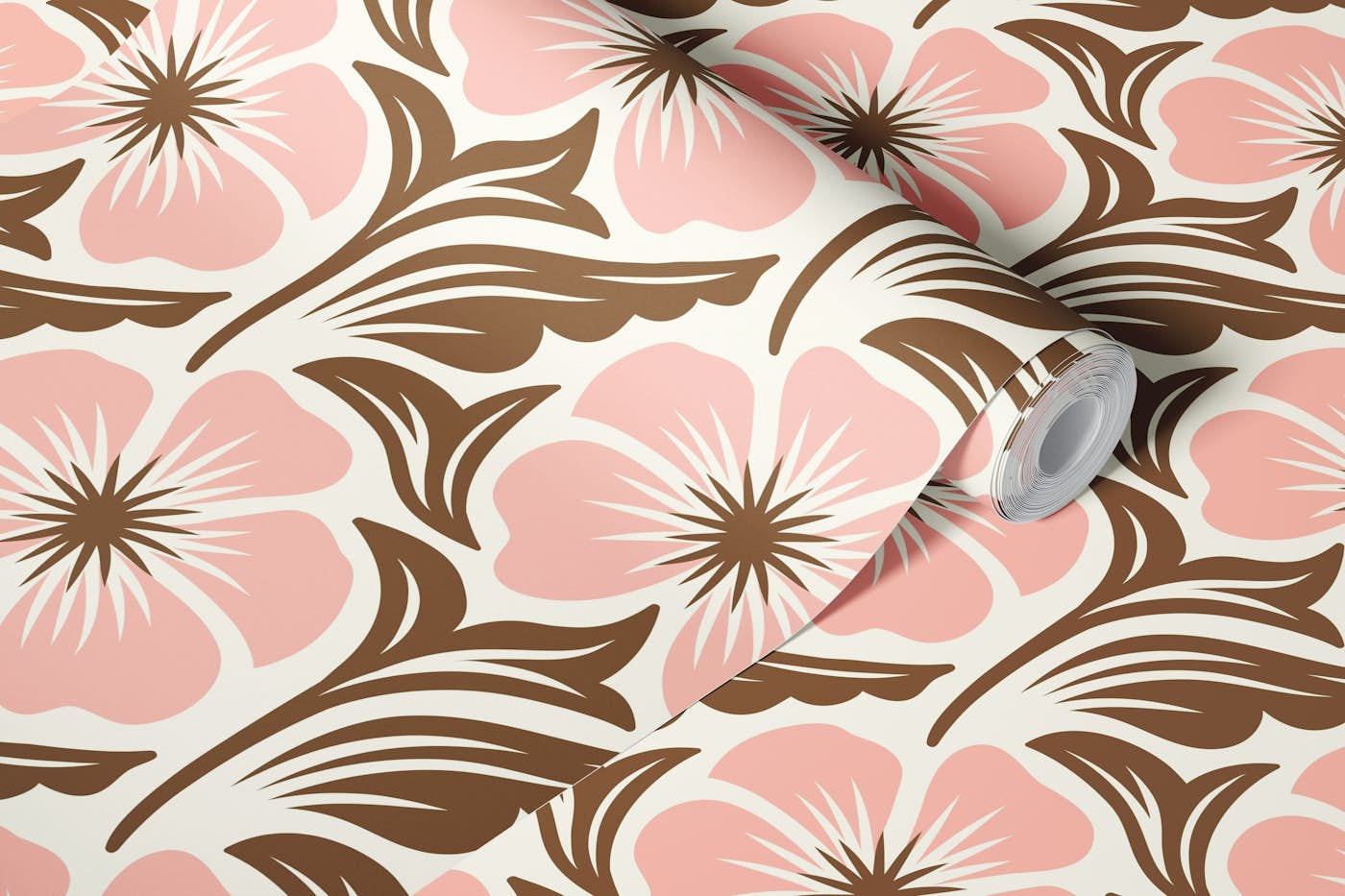 Pink flowers pattern / 3068 C wallpaper roll