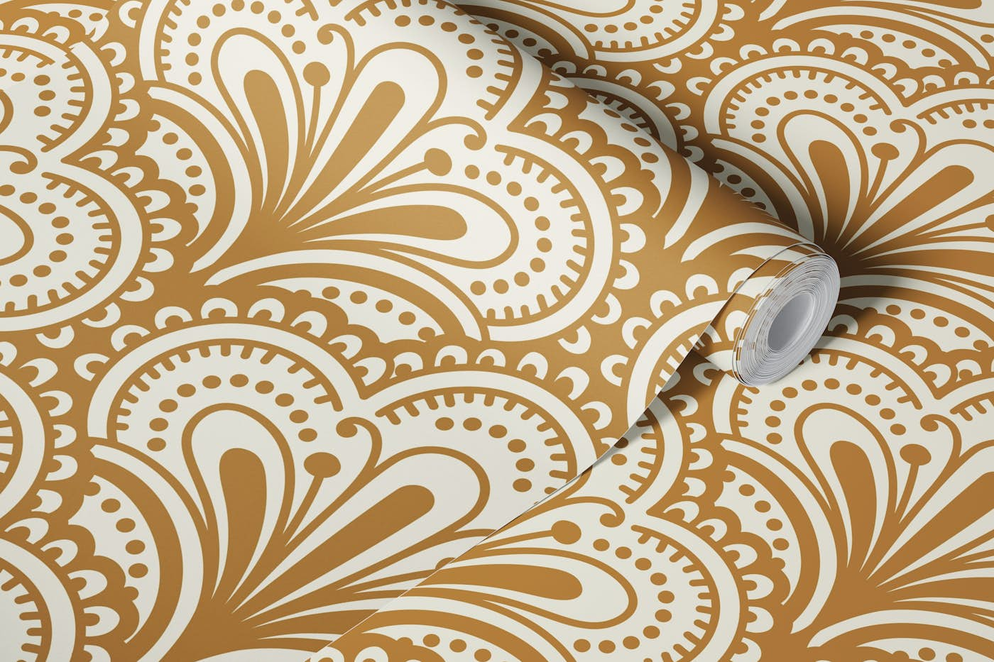 Ornamental scallops pattern, brown / 3069A wallpaper roll