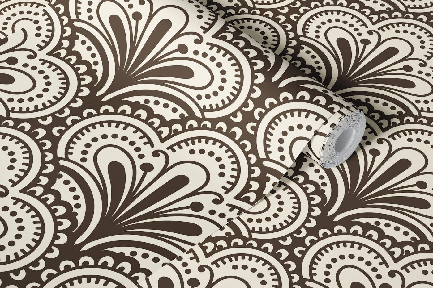 Ornamental scallops pattern, black / 3069D wallpaper roll