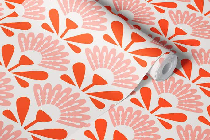 Red scandi lilies pattern / 3071 Dwallpaper roll