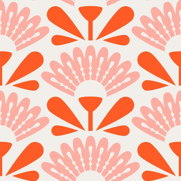 Red scandi lilies pattern / 3071 D