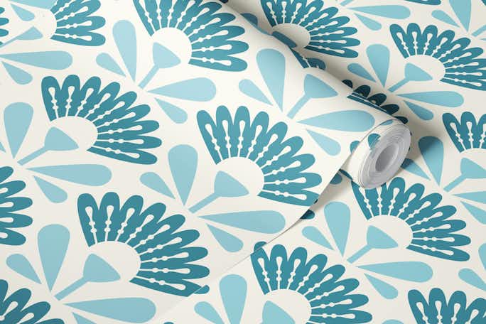 Blue scandi lilies pattern / 3071 Ewallpaper roll