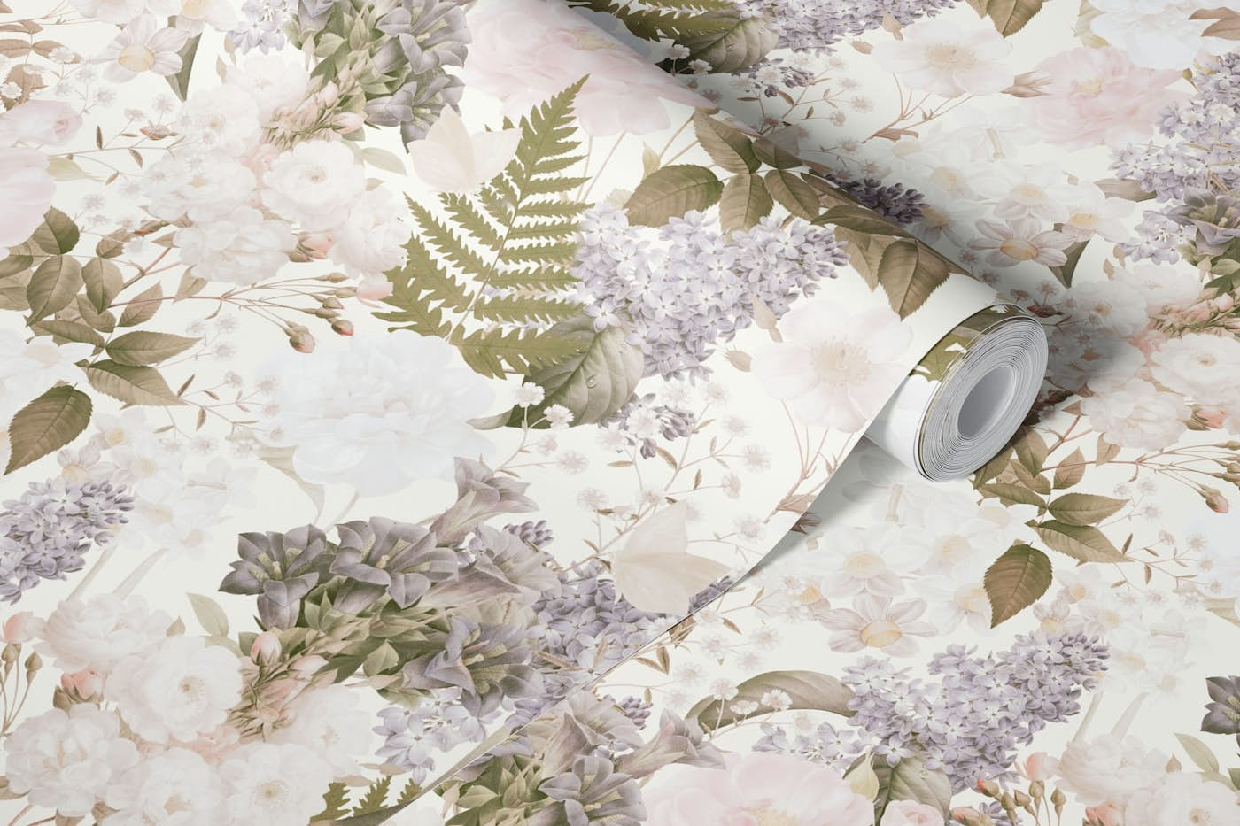 Victorian Opulent Lilacs Peonies And Roses wallpaper roll