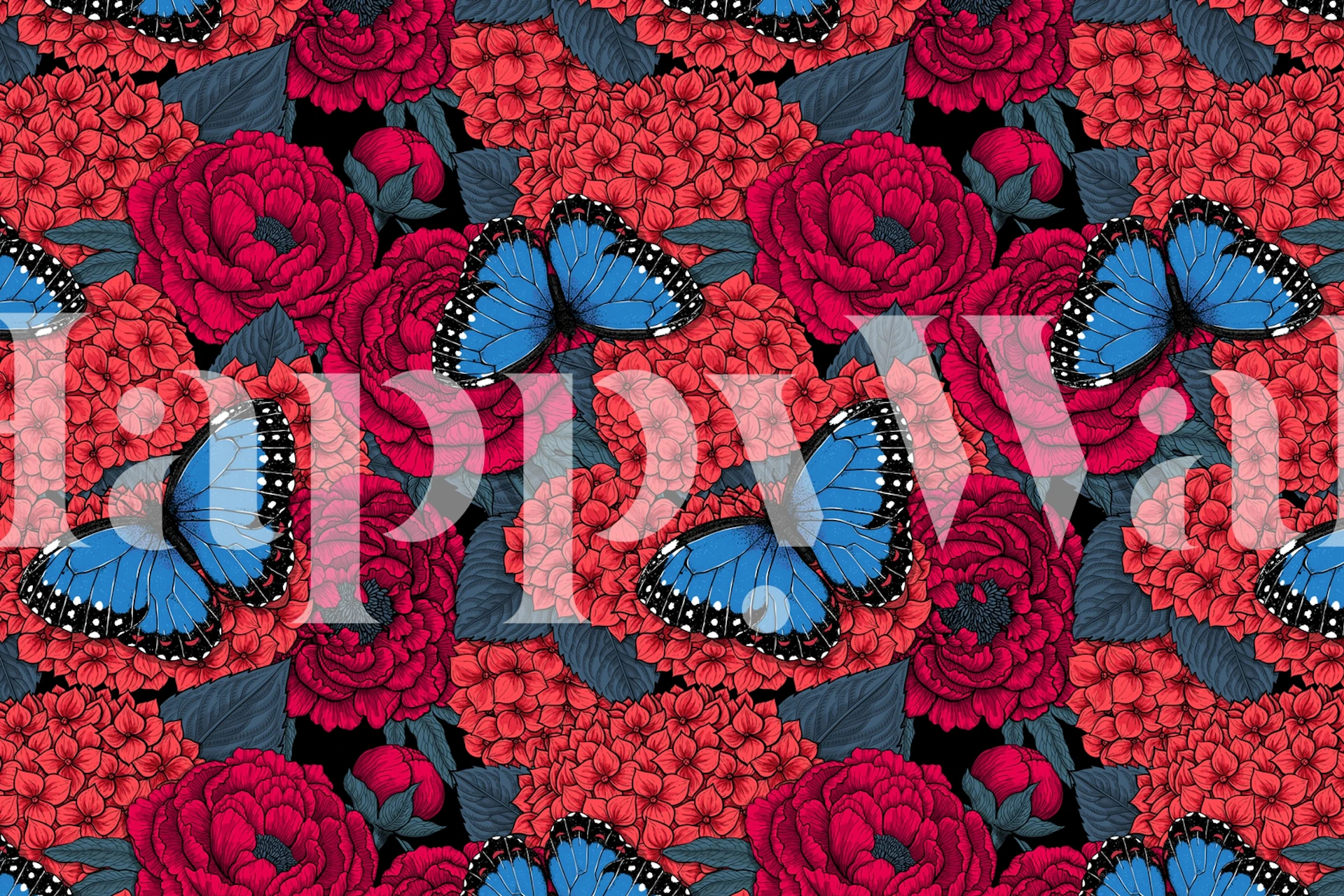 Blue Morpho Garden wallpaper design in a room