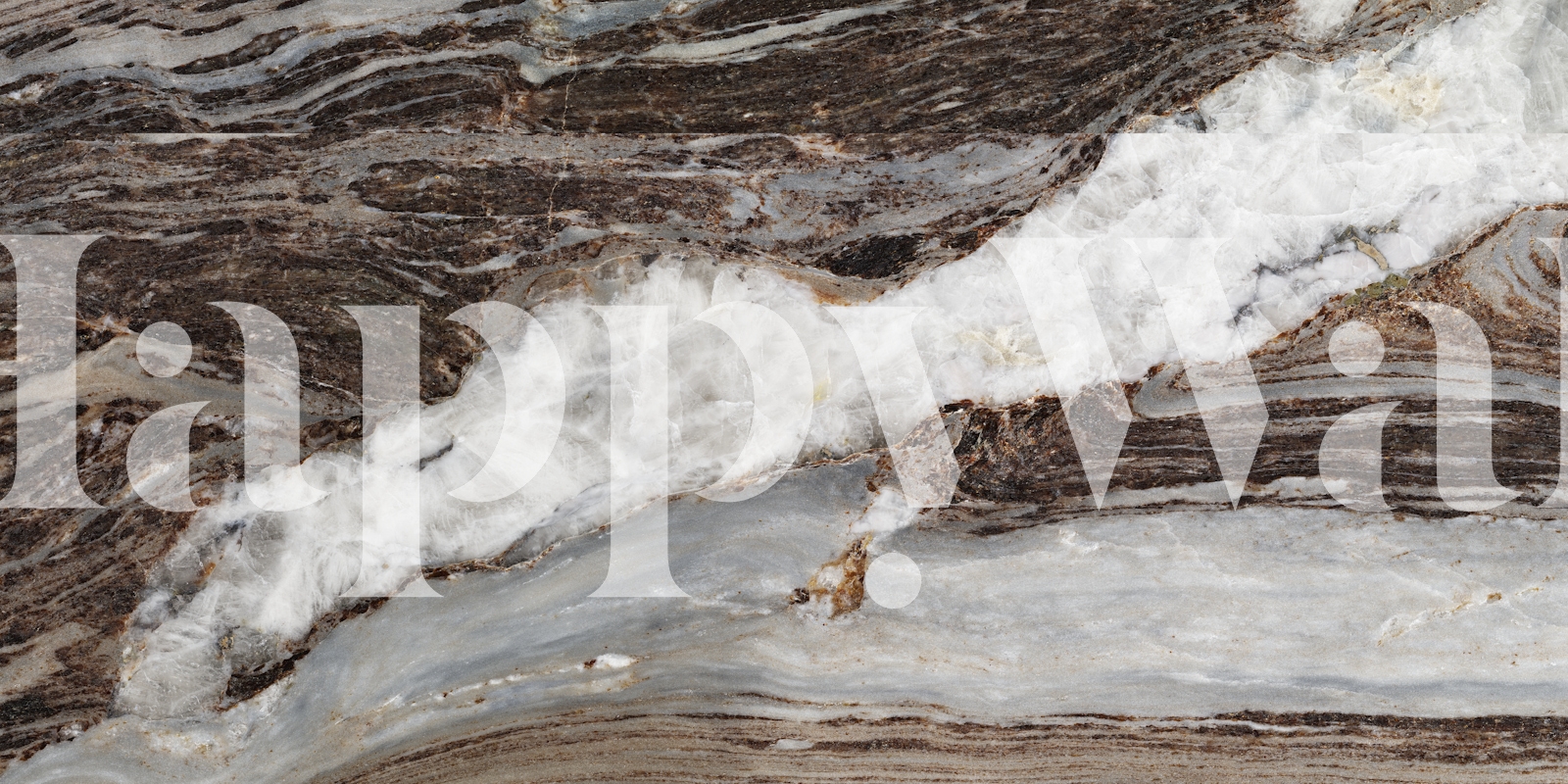 Grey and golden marble effect wallpaper dans une pièce