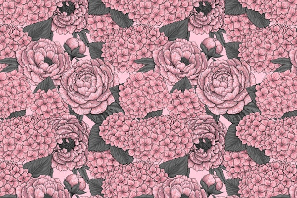 Peony and hydrangea in pink