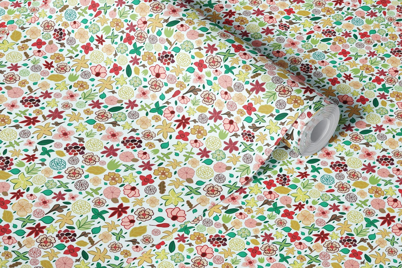 Ditsy colorful vibrant pattern wallpaper roll