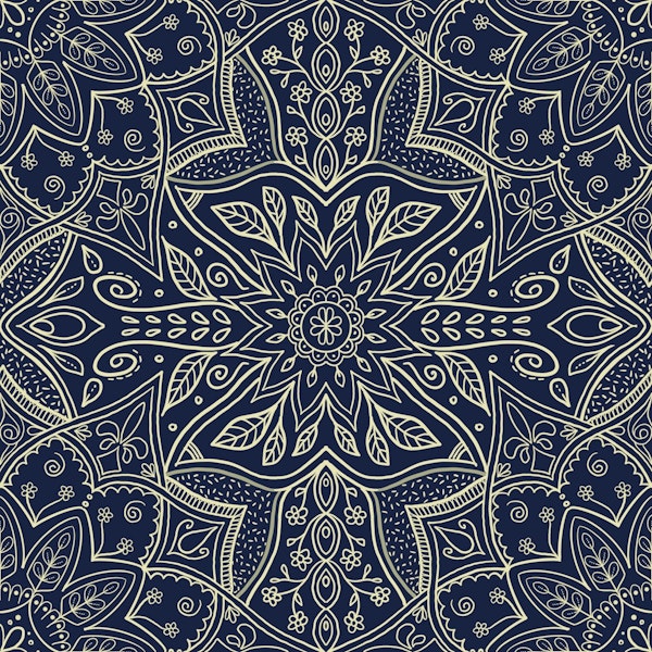 Golden linear Mandala pattern