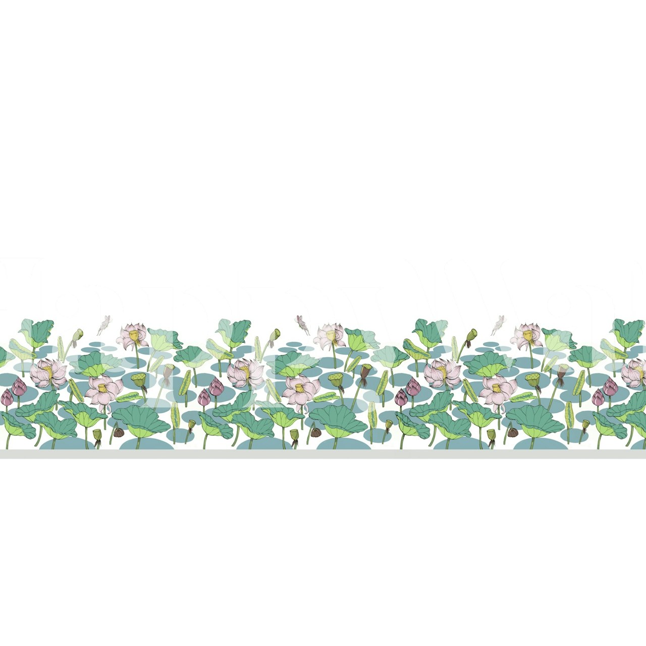 Pink flourishing waterlilies wallpaper in a room