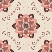 Waterlilies in decorative pattern wallpaper