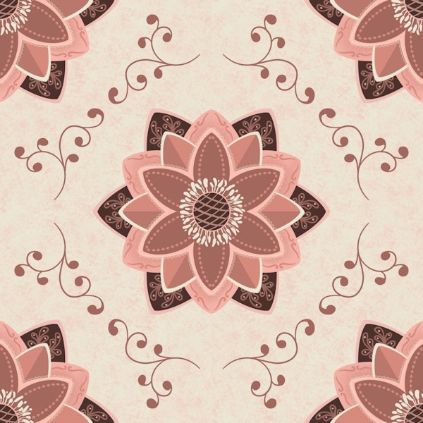 Waterlilies in decorative pattern