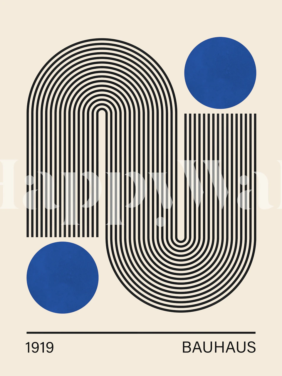 Geometric pattern with blue circles and black lines wallpaper