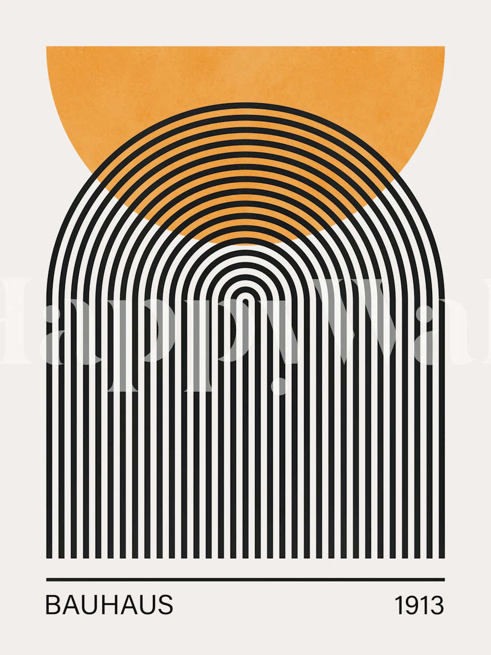 Black and white geometric lines with orange semi-circle wallpaper