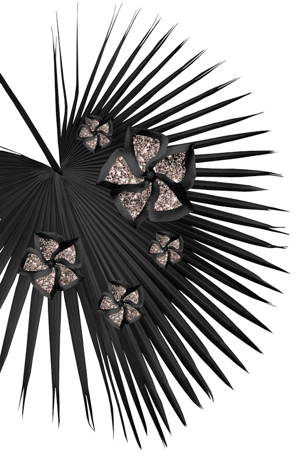 Fan Palm Floral Glitter Glam 1