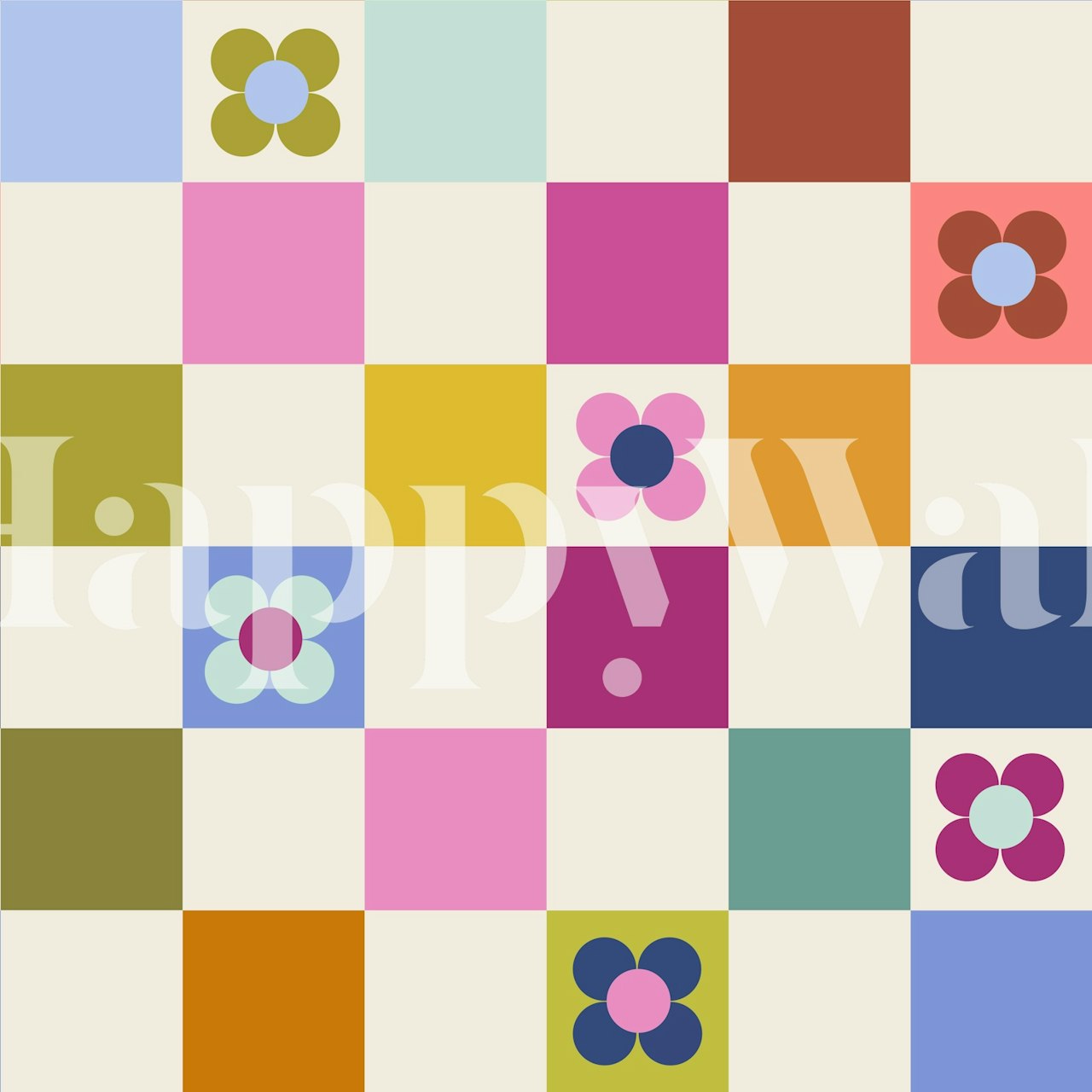 Papel de parede floral exibido em um quarto