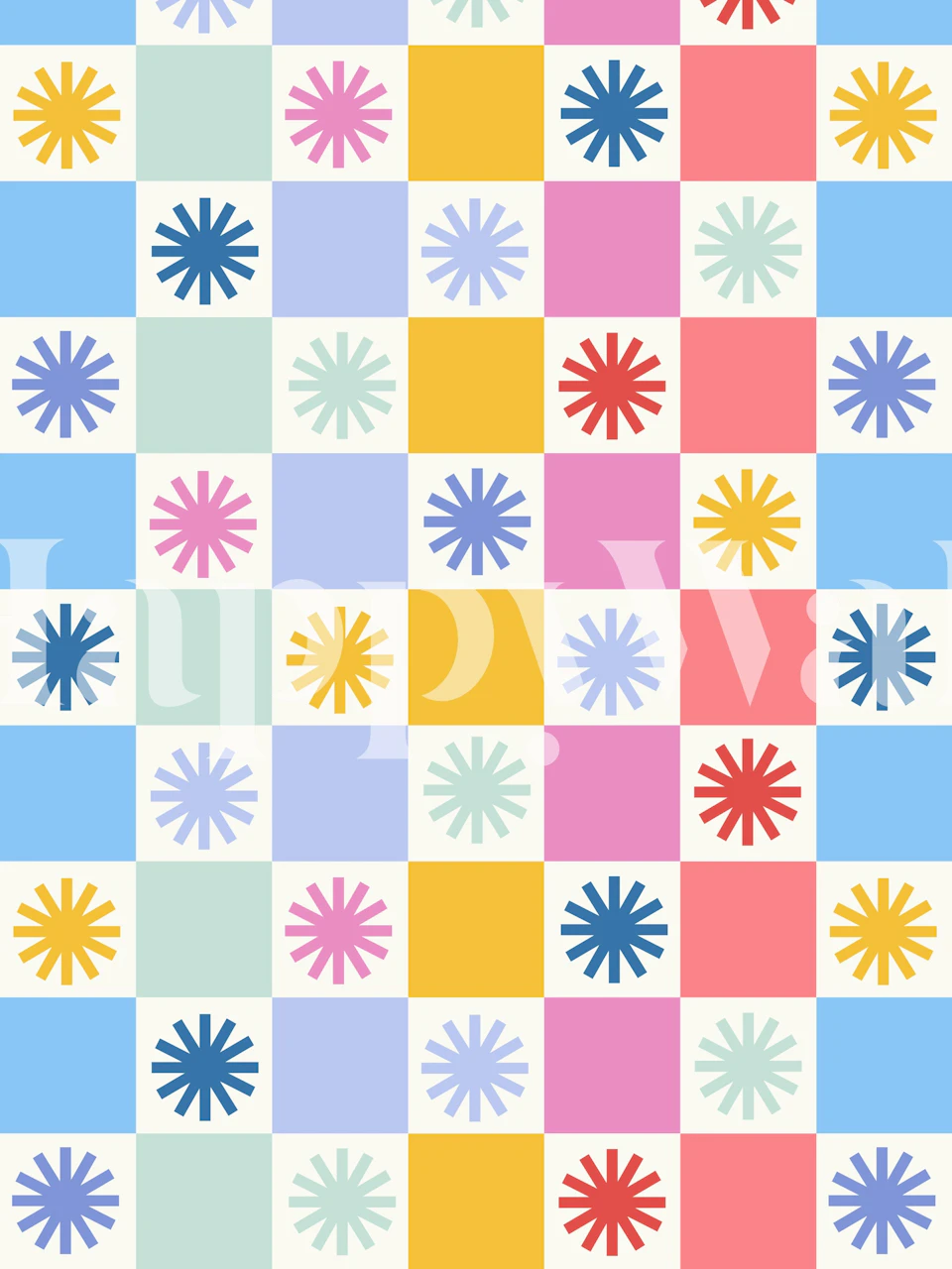 Design de papel de parede colorido em uma sala