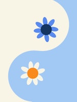 Yin Yang floral - oceanic ταπετσαρία