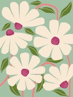 Wild Daisies - pastel green & pink carta da parati