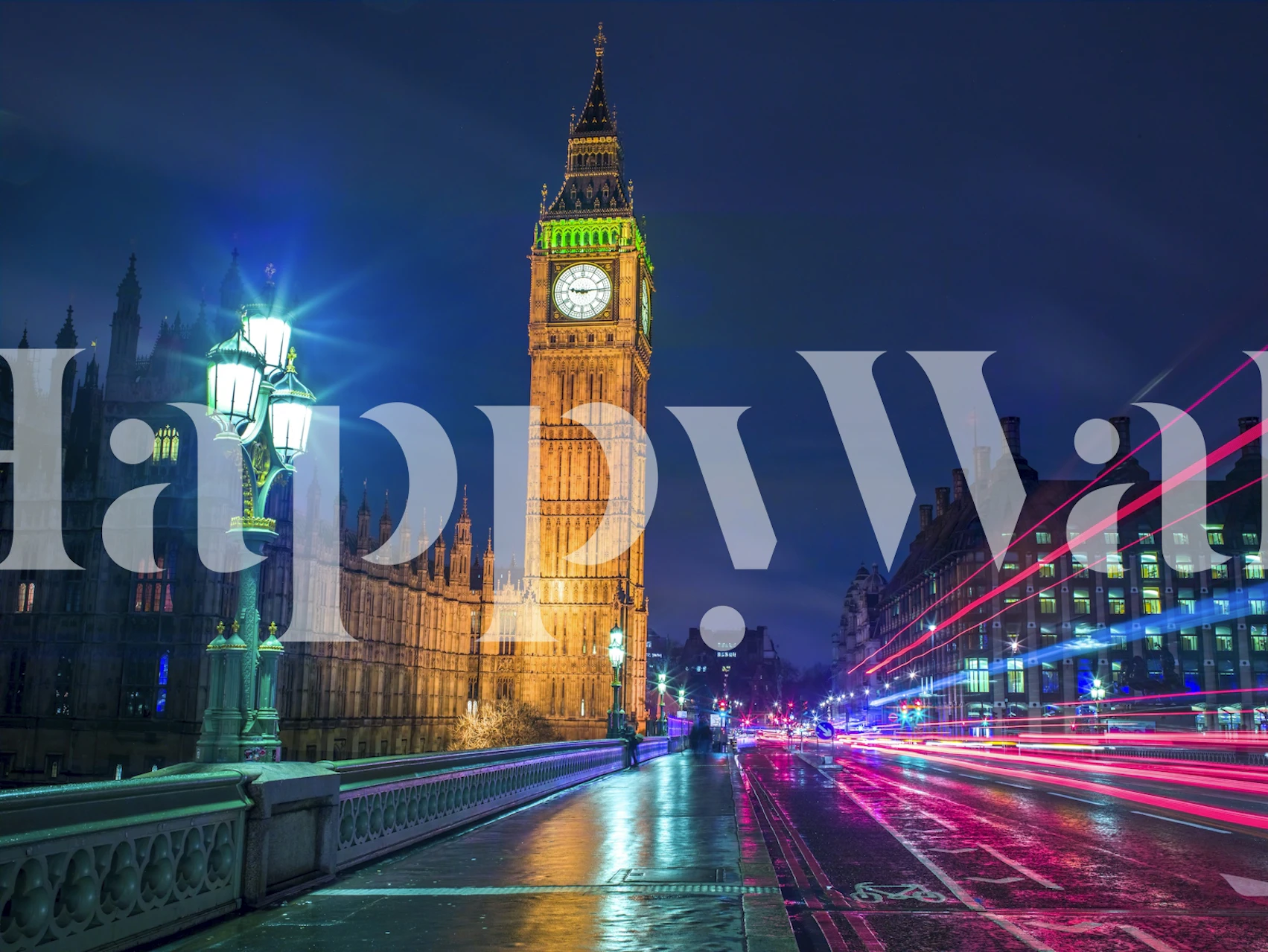 Nighttime Vista wallpaper in a stylish room