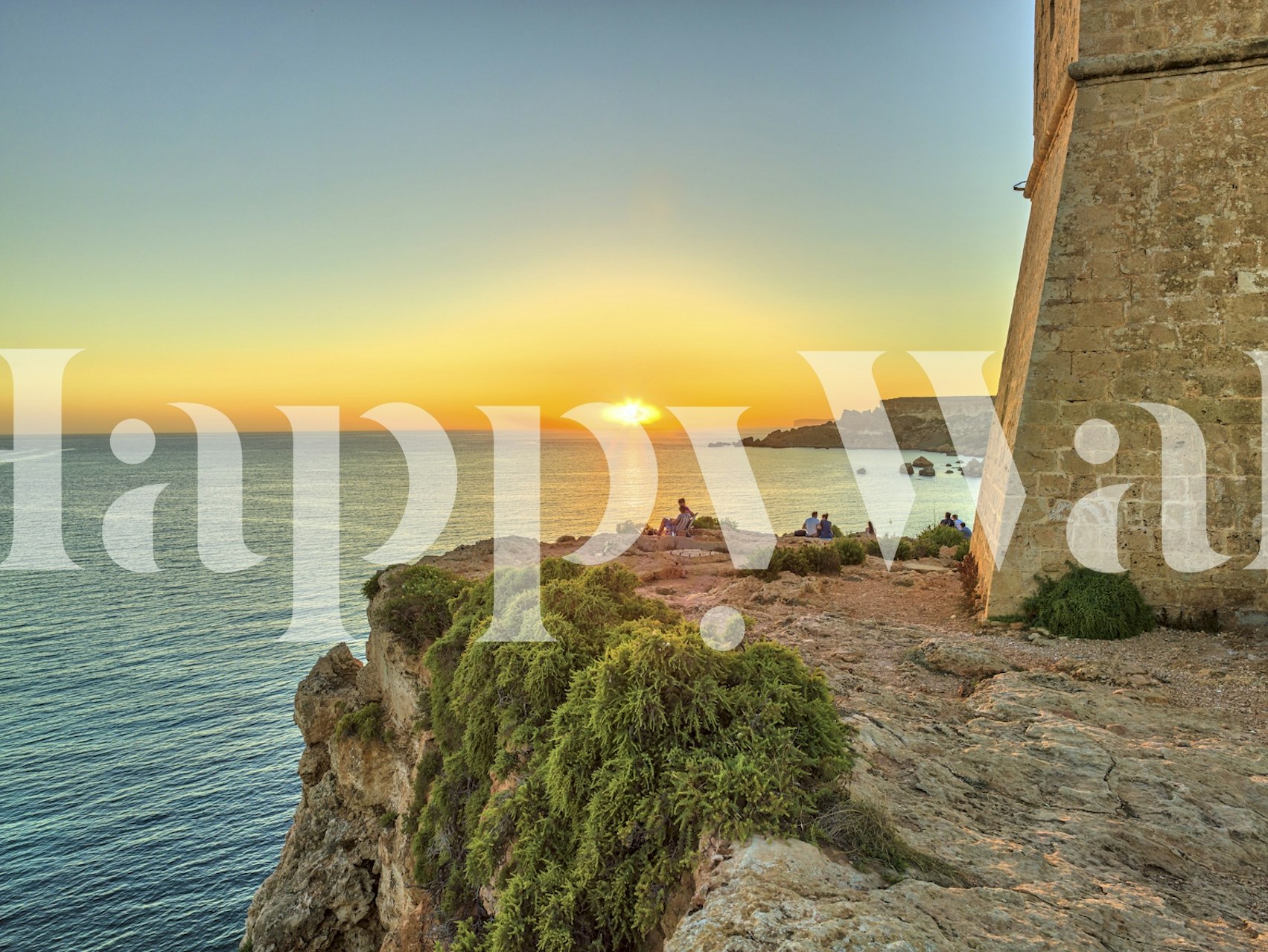 Golden Bay solnedgång tapet i ett rum