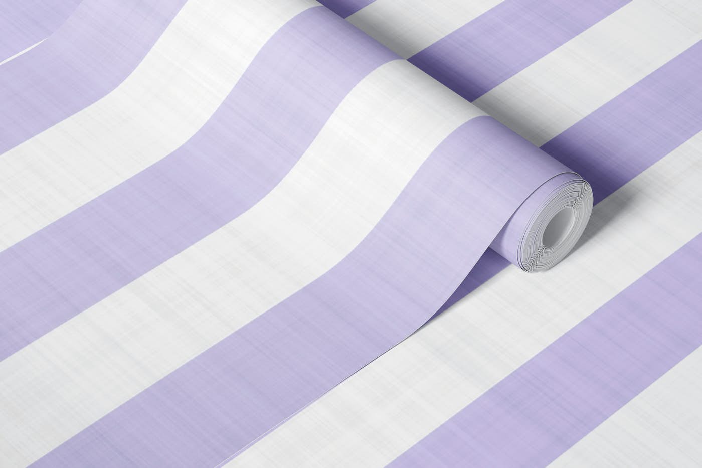 Pastel French Linen Striped Purple White wallpaper roll