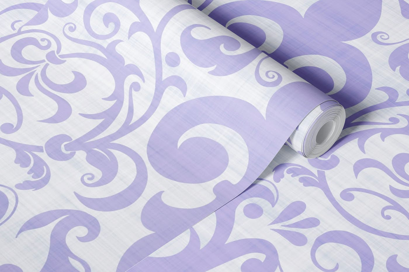 Pastel Fleur de Lis French Linen Lilac wallpaper roll