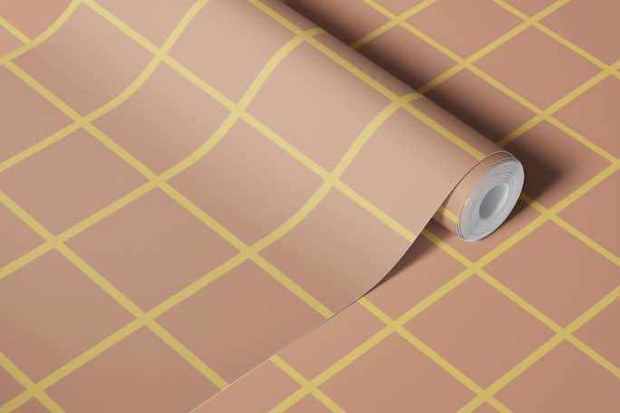 Checkered Pattern Peach Yellowwallpaper roll