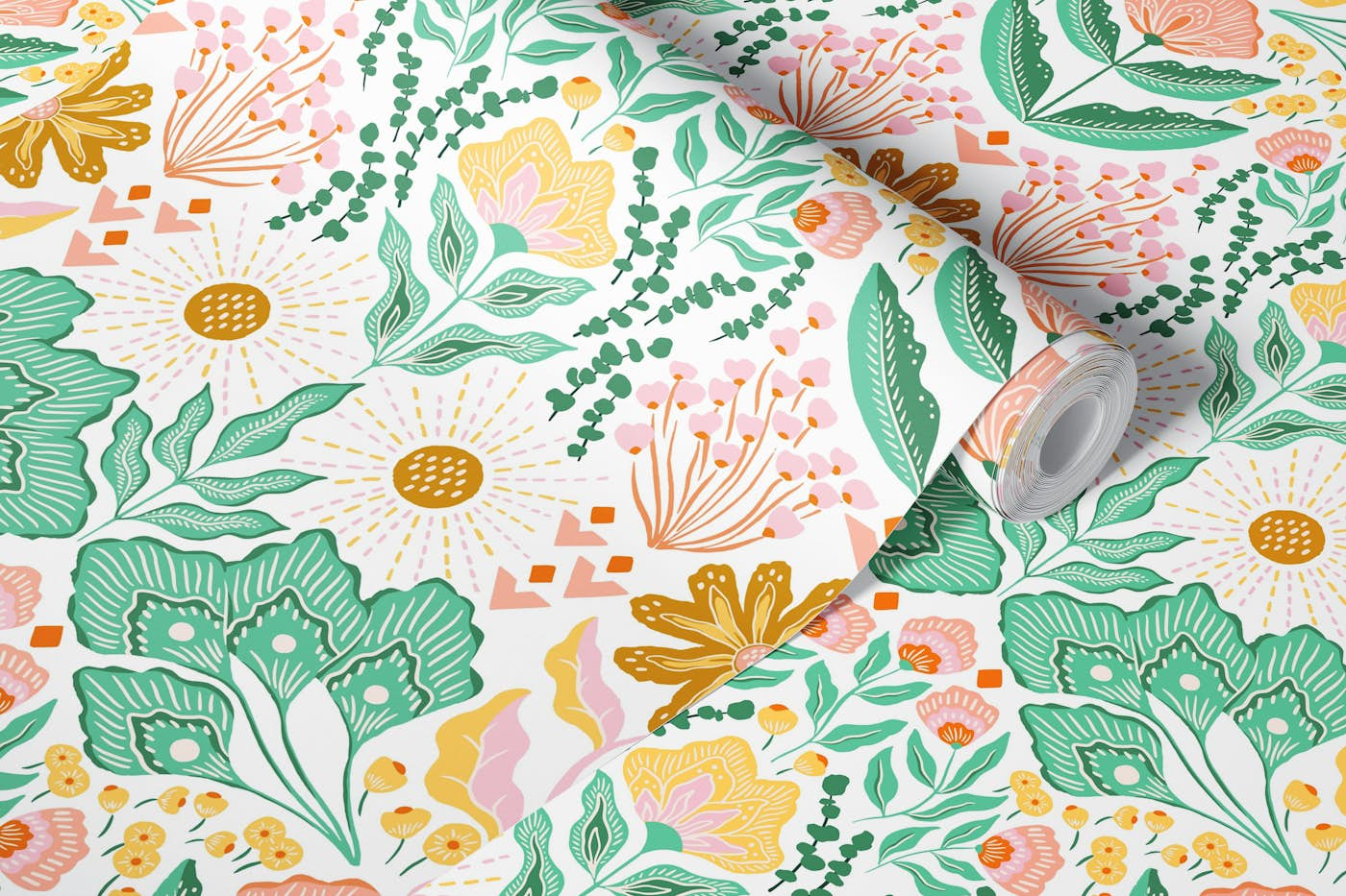 Vivid Wanderer Folk Floral wallpaper roll