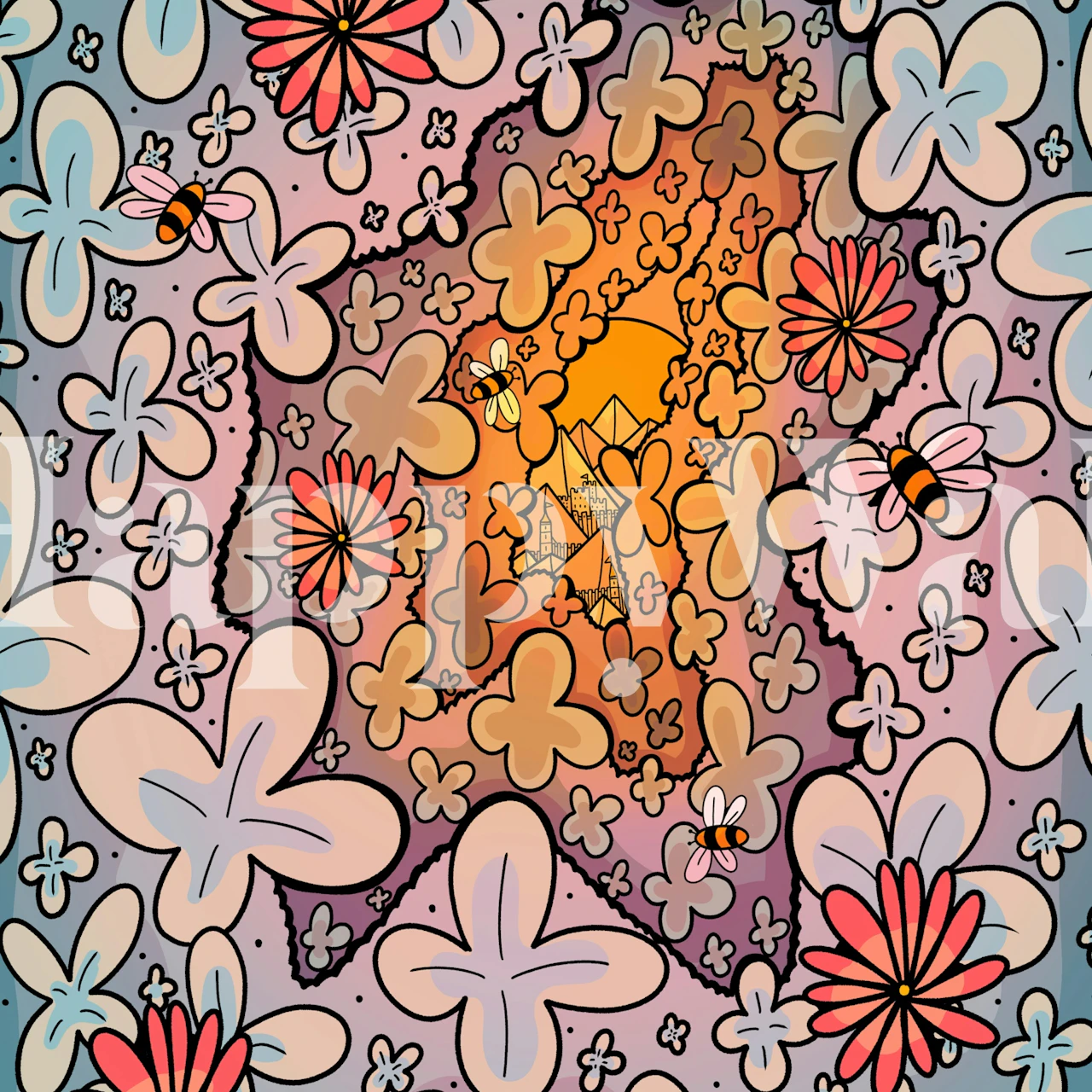 The forest castle carta da parati in una stanza elegante