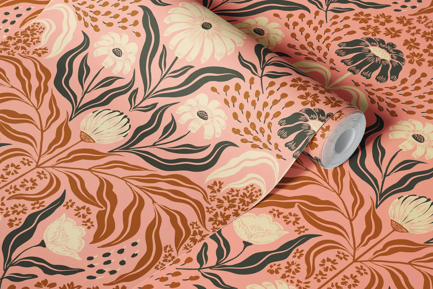 Boho Folk Whimsical Floral wallpaper roll