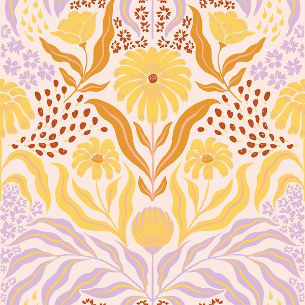 Boho folk whimsical floral - light