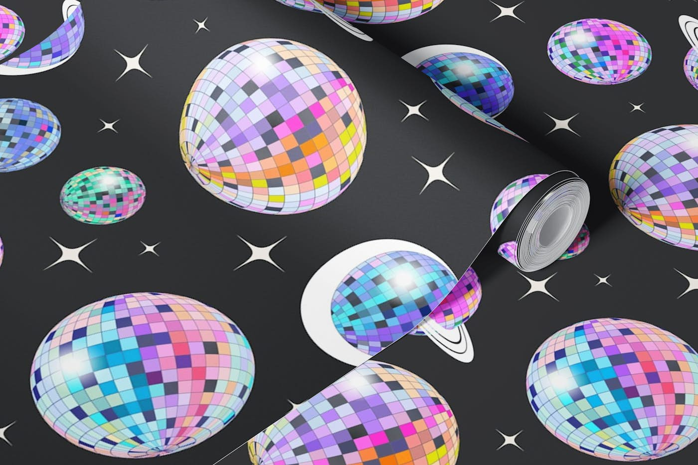 Space Disco Balls Party wallpaper roll