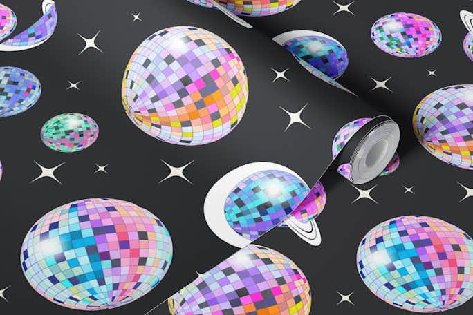 Space Disco Balls Partywallpaper roll
