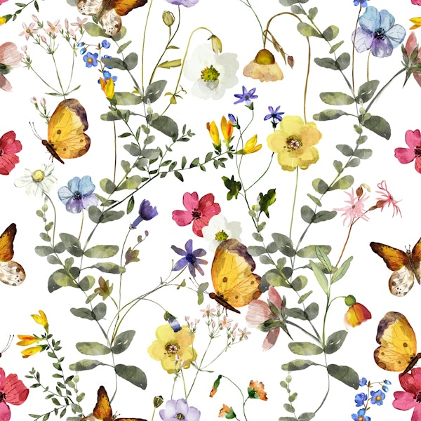 Wild Scandinavian Midsummer Flowers Meadow