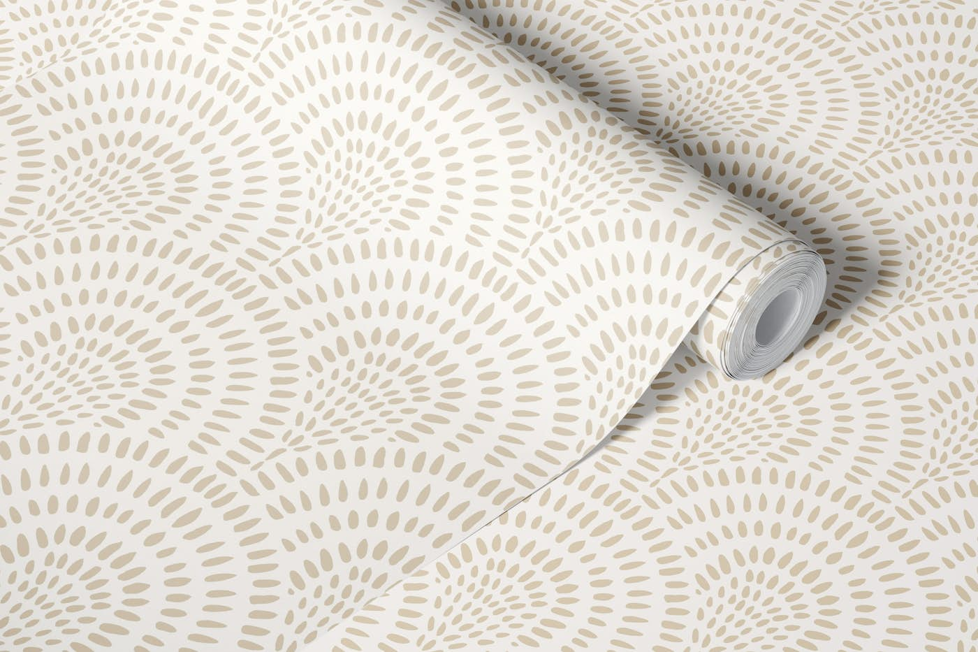 Scallops, Beige on Creamy White wallpaper roll