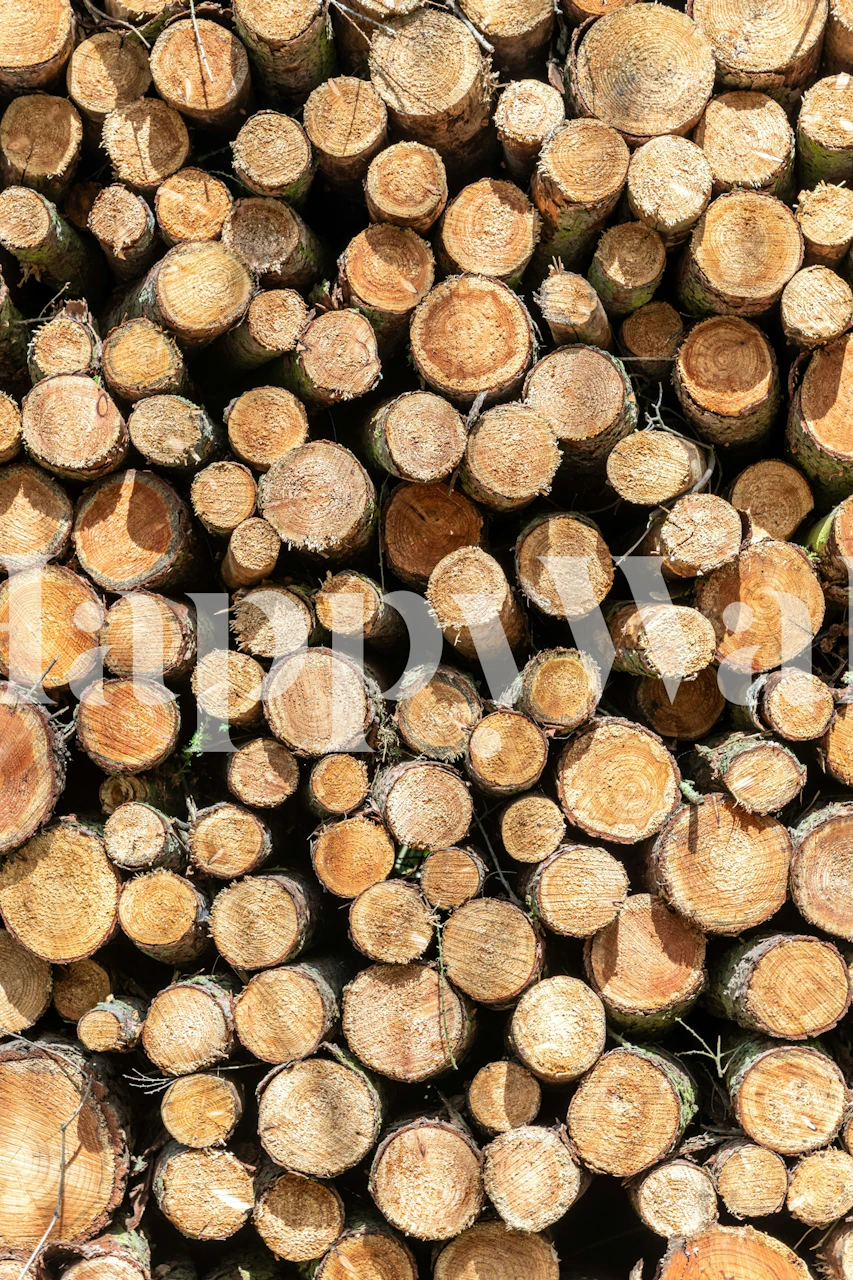 Overhead view of tree logs wall mural Springtime Trees
