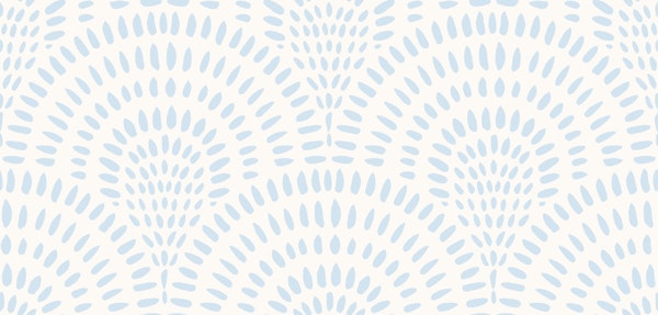 Scallops, Light Blue on Creamy White