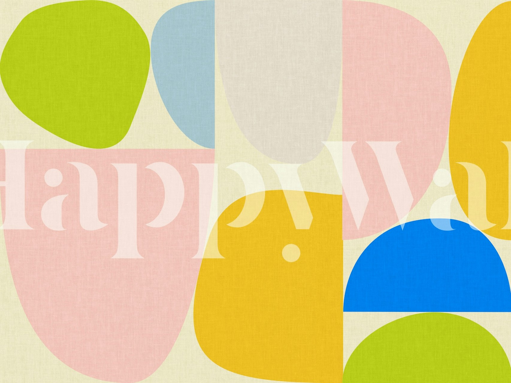 Colorful geometric shapes in pink, blue, green, and yellow wallpaper