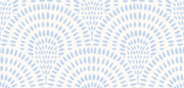 Scallops, Soft Blue on Creamy White