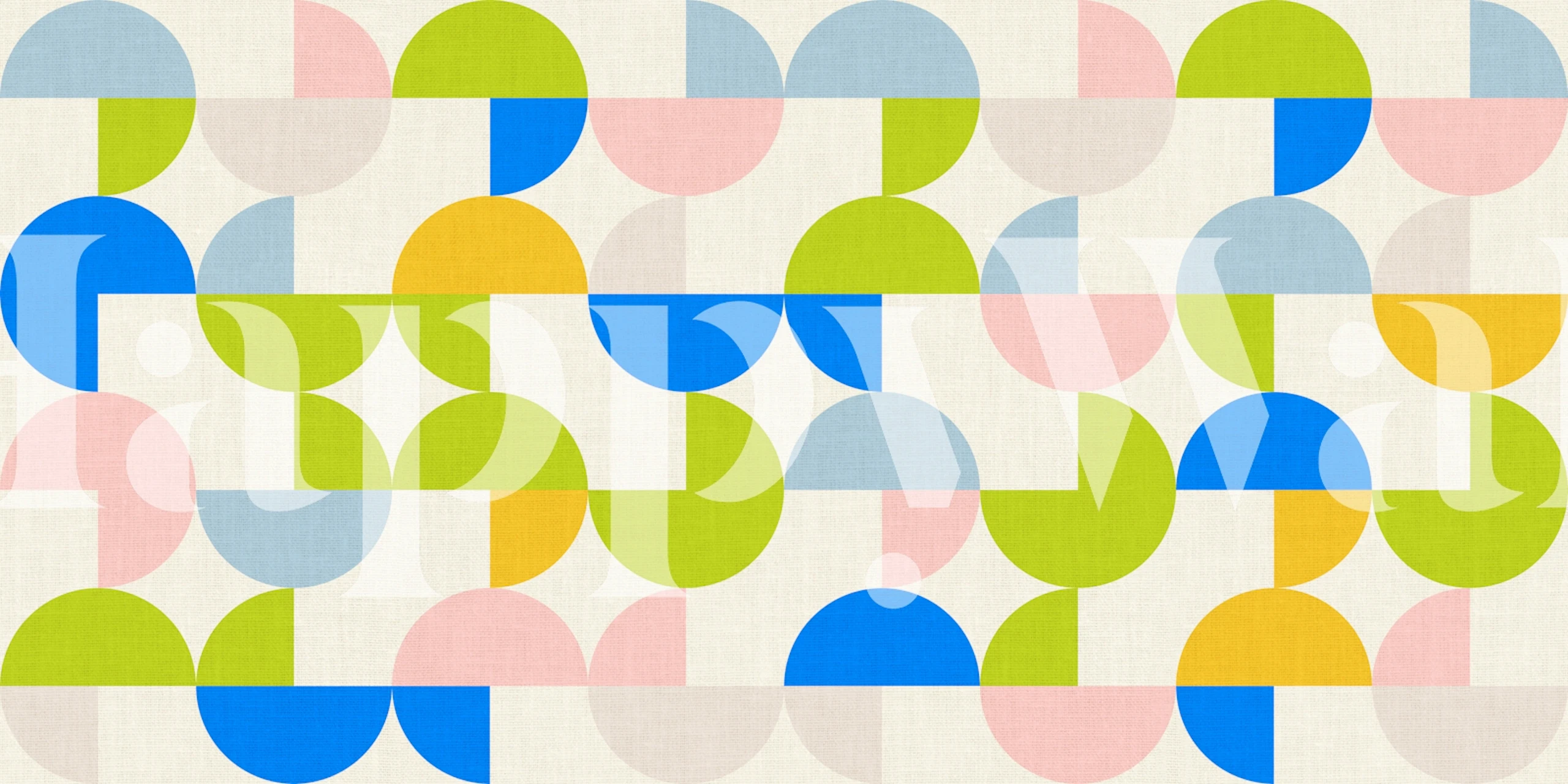 Halbkreise Konzept Sommer Pastell Wandmural mit sanften Blau-, Grün- und Pfirsichtönen in einem sich wiederholenden Muster