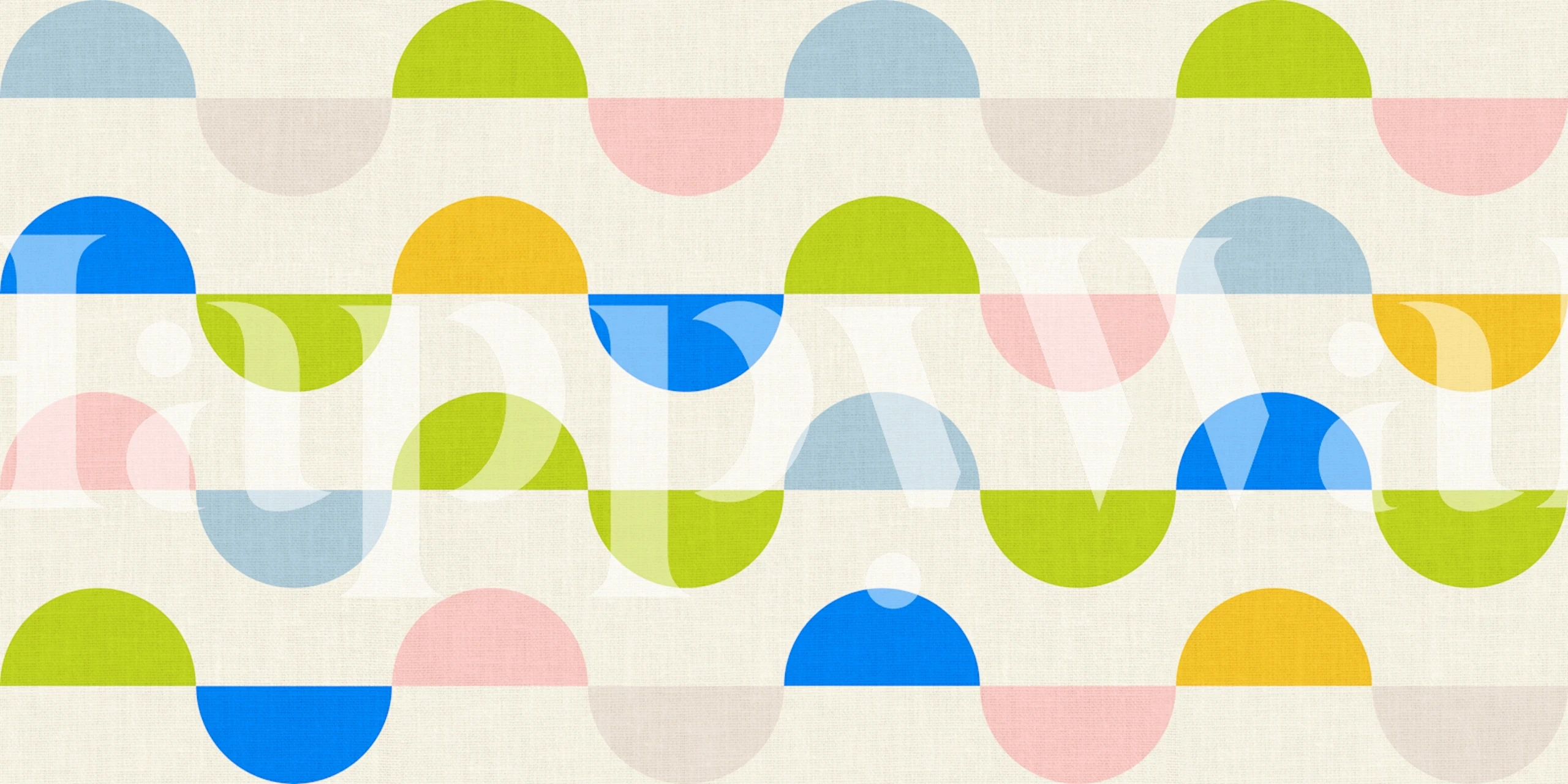 Kleurrijke semicircles behang in een kamer