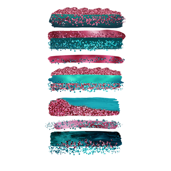 Pink Teal Metal Glitter Stroke