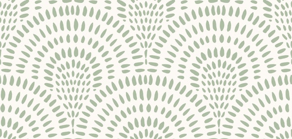 Scallops, Sage Green on White