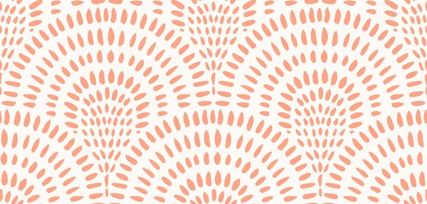 Scallops, Coral Pink on White