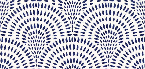 Scallops, Navy Blue on White