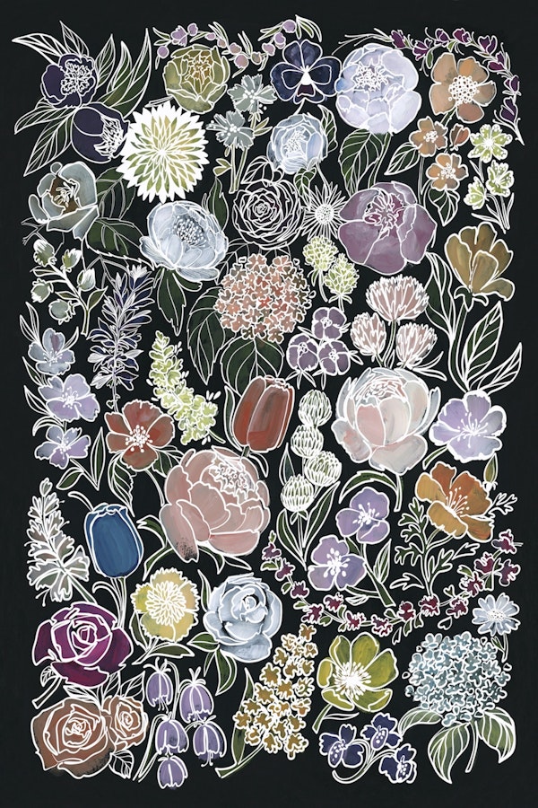 Ragni moody flowers in white