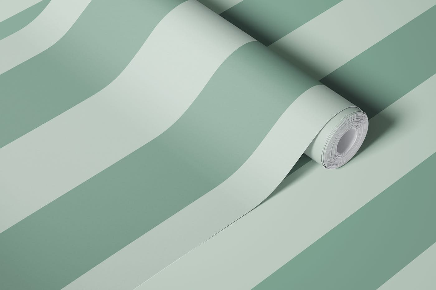 Monochrome sage Green Stripe wallpaper roll