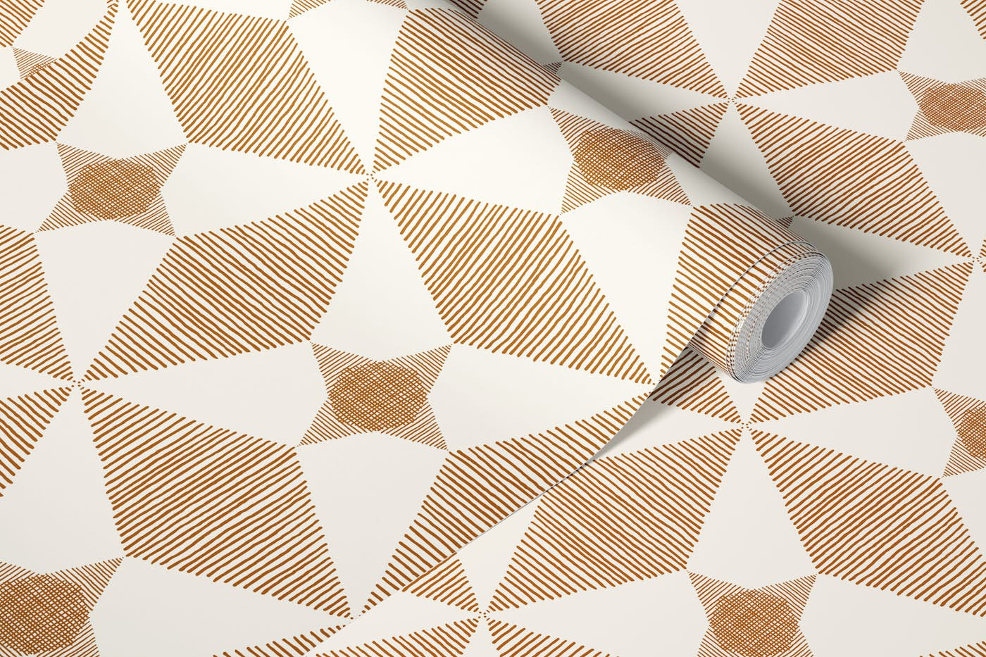 Mid Century Modern Star, Golden Brown wallpaper roll