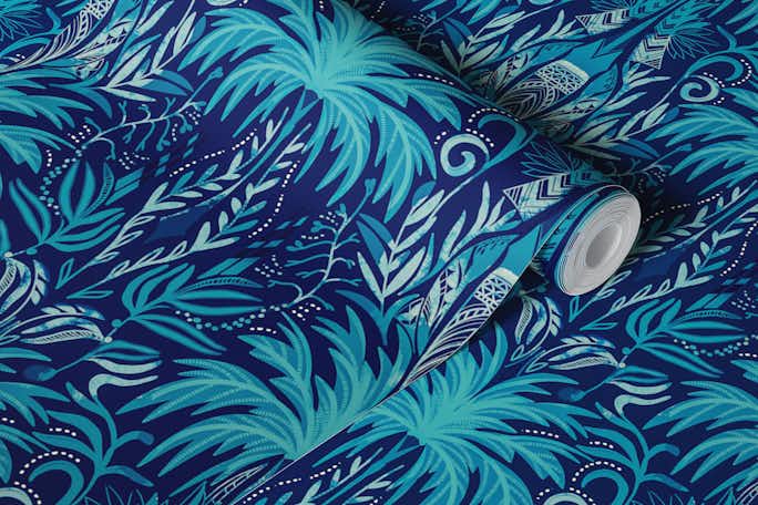 Blue Aloha Treeswallpaper roll